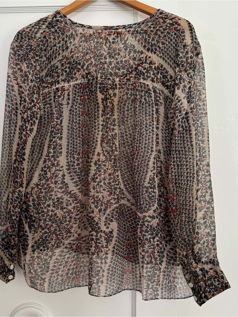 Isabel Marant Cream Silk Top with Blue & Rust Floral Print - Picture 3 of 8